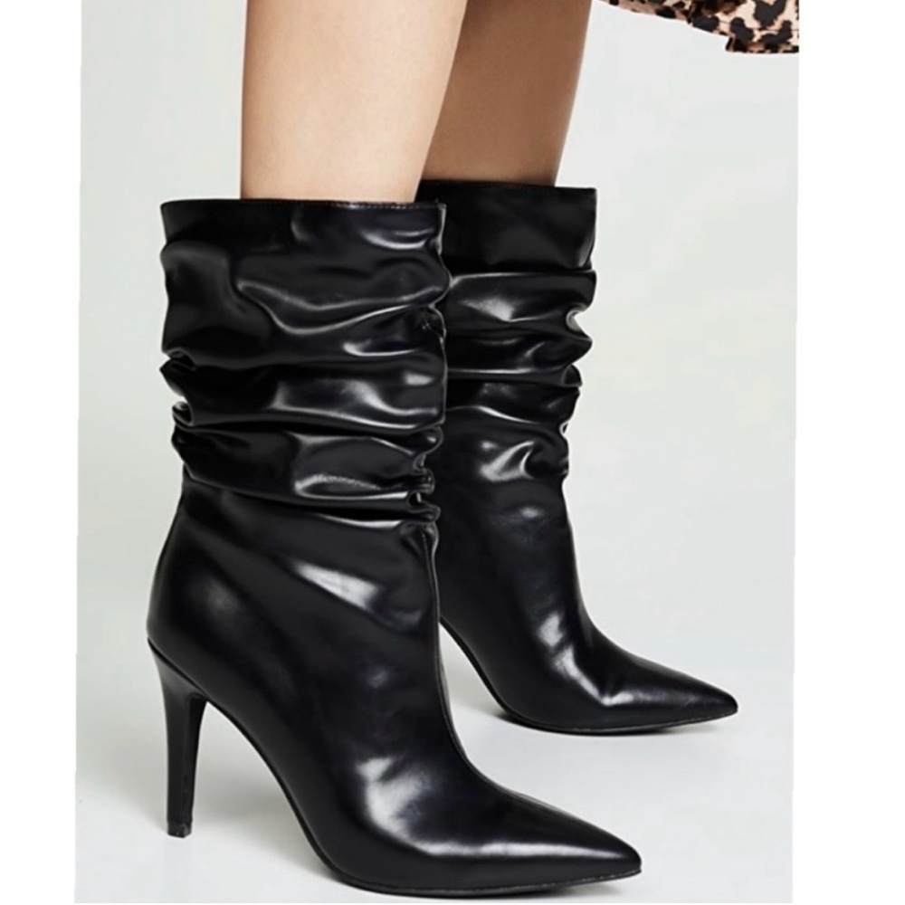 Jeffrey Campbell Guillot Faux Leather Women’s Black Heeled Boots Size 6